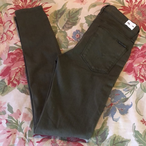 Y2K Vibes HUDSON Size 25 Spark MidRise Super Skinny Exposed Zipper Olive NEW